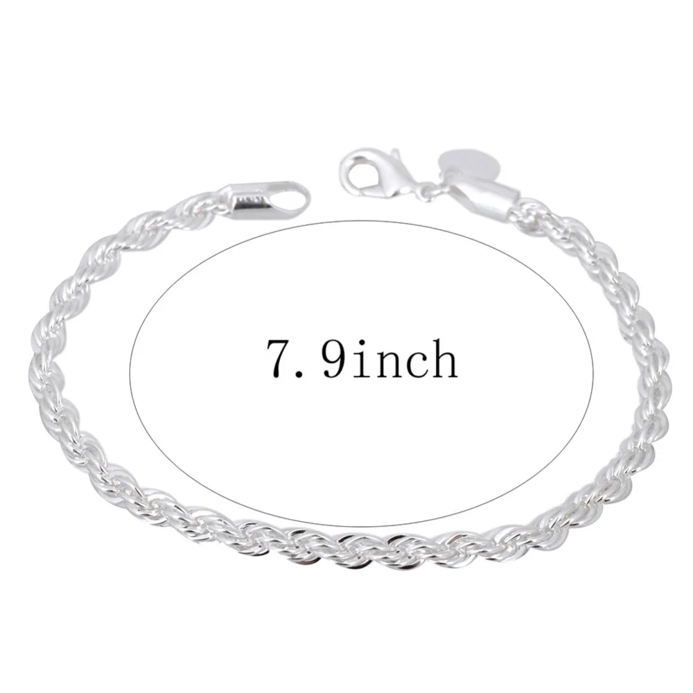 1PC High Quality Silver Plated Bracelets Bangles 20cm Flash Twisted Rope Pulseira Jewelry | Украшения и аксессуары