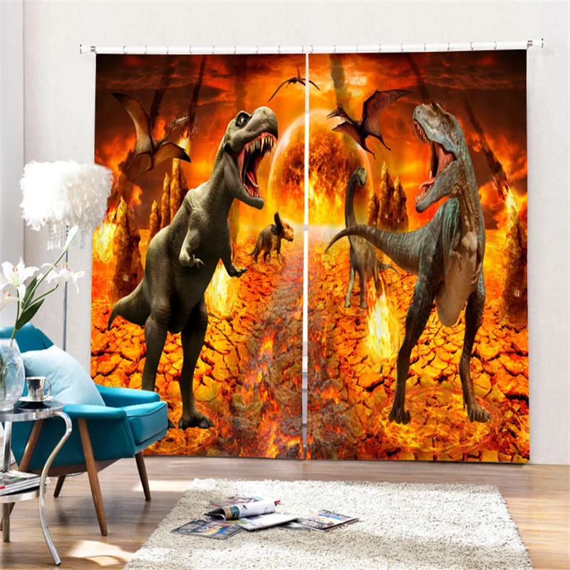 

Customized Dinosaur Luxury 3D Blackout Window Curtain Drapes For Living room Bed room Hotel Wall Tapestry Cortinas