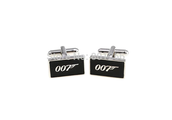 Акция! 007 черные Запонки модная новинка Джеймс Бонд дизайн фильма медный материал