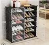 Светло-серый DIY Multi-layer Economical Simple Shoe Cabinet Economize Space Doorway Cabinets Dustproof Home Shoe Shelf Cabinet High Quality - Цвет: Светло-серый