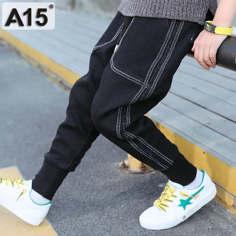 Детские штаны для мальчиков джинсы больших подростков длинные весенние