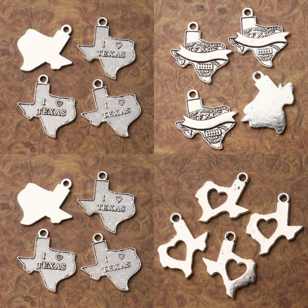 15 шт. тибетские серебряные подвески в виде карты Техаса|silver chai|silver guitar charmcharms book |