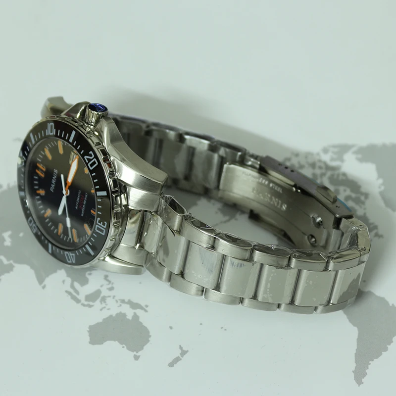 

44mm Parnis Mechanical watch Men Automatic Diver Waterproof 200m Metal Mechanical Watches Sapphire Mirrow Miyota 8215 Movement