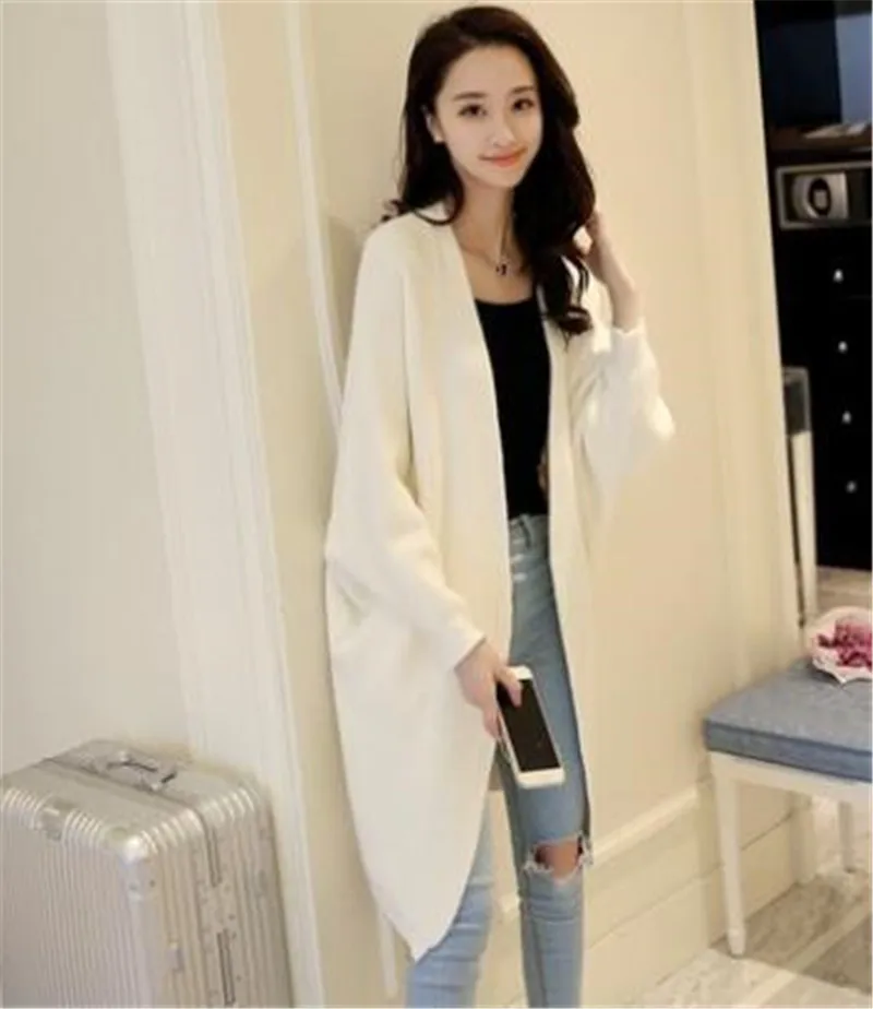 Кардиган женский вязаный с рукавами летучая мышь свободный на осень/зиму размера