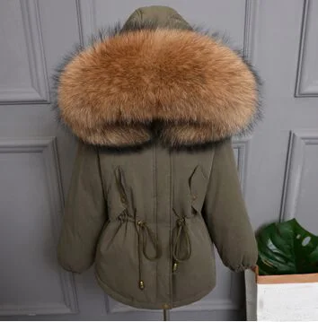 big brown fur Большой натуральный мех енота Новое Женское пальто Высокое качество зимняя куртка Женский Теплый свободный пуховик парка белый пуховик - Color: big brown fur