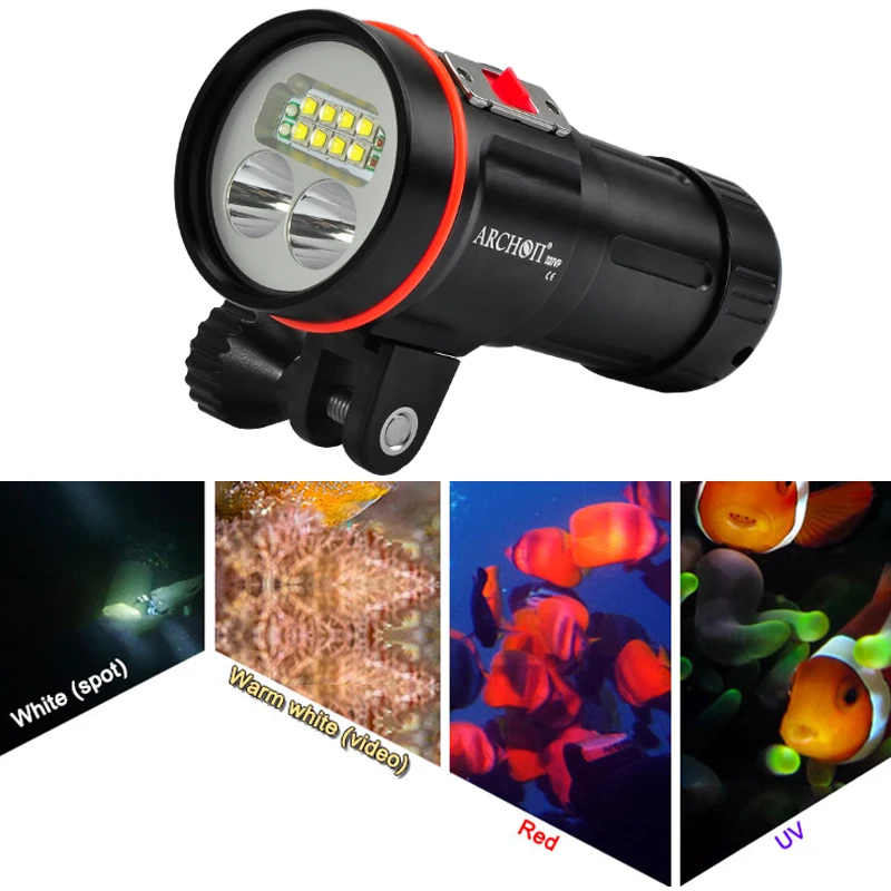 ARCHON Max 240 мин Время Дайвинг фотография Свет Макс 5200 люменов белый красный УФ LED