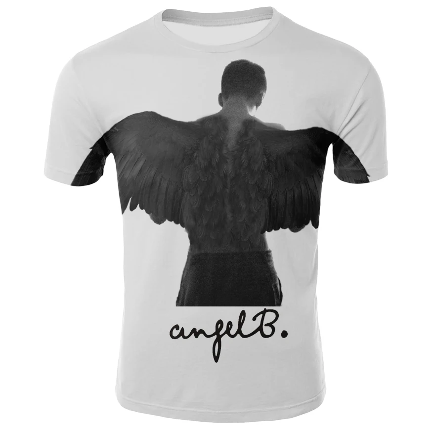 Мужская футболка с 3D принтом Angel Girl Wings летняя круглым вырезом повседневный