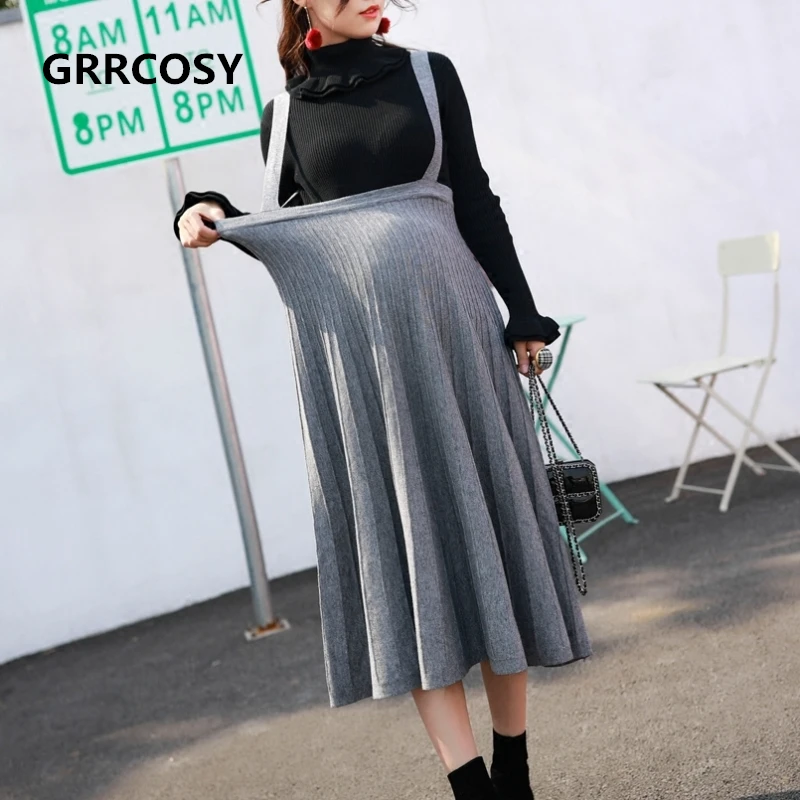 GRRCOSY корейские юбки женские Осенние для беременных эластичный пояс ремень юбка