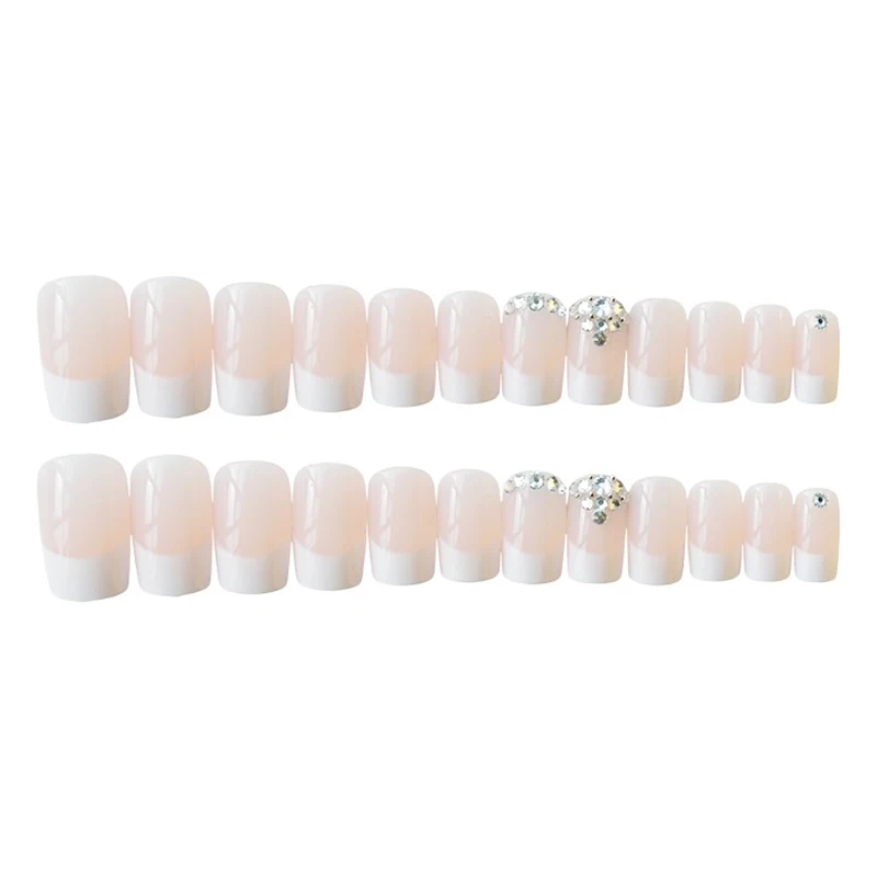 Женские блестящие стразы красивые искусственные ногти с полным покрытием клеем