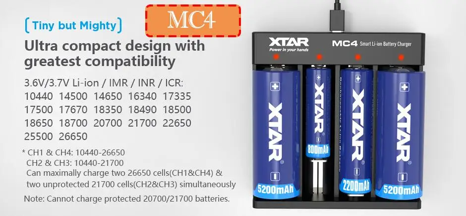 XTAR VC4S красочный VA ЖК-экран 3A зарядное устройство используется для IMR литий-ионная аккумуляторная батарея 18650/26650/10440/16340 - Цвет: MC4