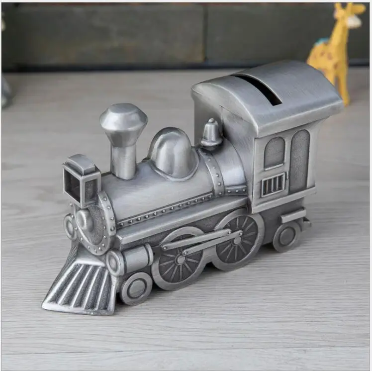 cartive retro train metal piggy bank money cash box for chirdren's saving safe coin dispenser PB062 | Дом и сад