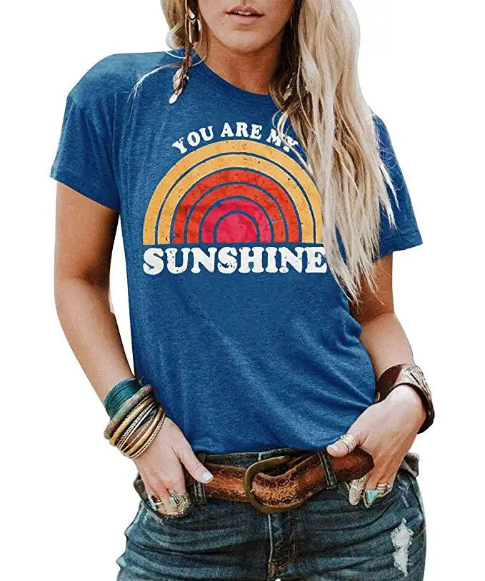 You Are My Sunshine/женская футболка с буквенным принтом Цвет Черный женская короткими