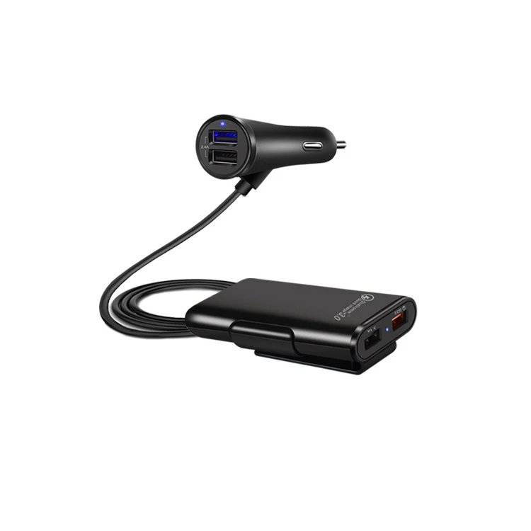 QC 3 0 Автомобильное зарядное устройство на заднем сидении с четырьмя портами
