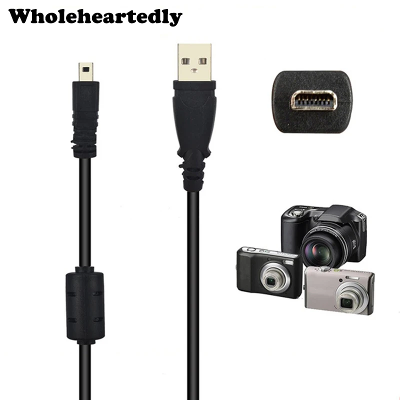 Wholesale Black 4.9 ft 59 Inch 1.5M 8 Pin UC-E6 Camera USB Data Cable Cord For Olympus Pentaxist FinePix For Sony Nikon Coolpix