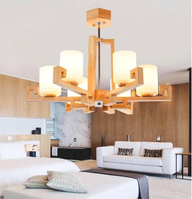 

Nordic solid wood chandelier simple creative personality light new Chinese style art living room light LED Japanese style bedroo