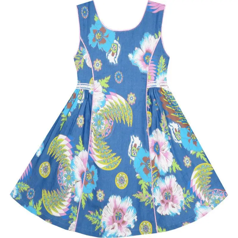 Sunny Fashion платья для девочек новогодние костюмы Рукавов джинсы Цветочный Цветок
