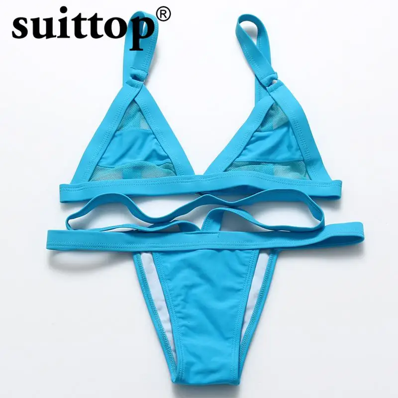 Suittop бикини Летняя Новинка 2017 г. одноцветное Одежда заплыва костюм для Для женщин