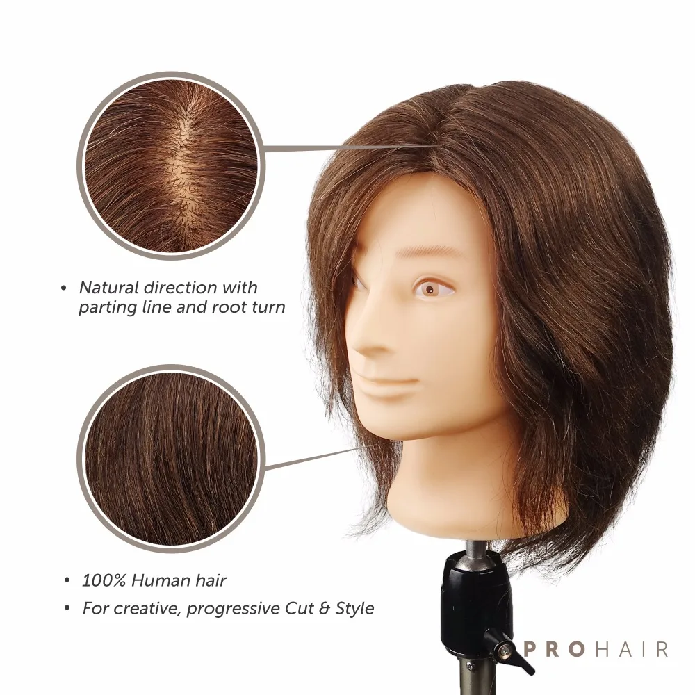 PROHAIR 20 см 8 '𧄀% человеческие волосы темно-коричневый тренировочный головной