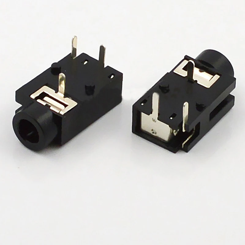

40pcs PJ-319A Audio Connector 3.5mm Headphone Jack Three Feet Plastic Head Black For Computer Chassis Audio Socket 90 Degrees