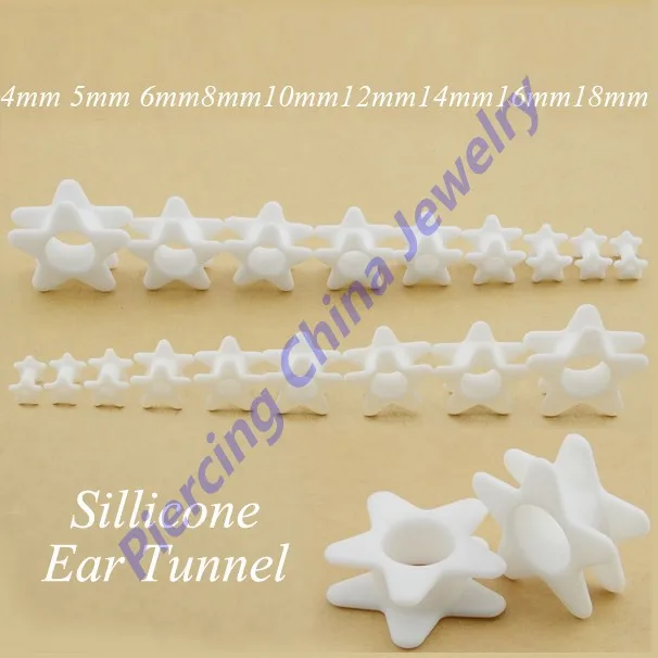 Piercing China 9pairs/lot Silicone Plugs Star Flesh Tunnel Hollow Expander Body Jewelry Free Shipping |