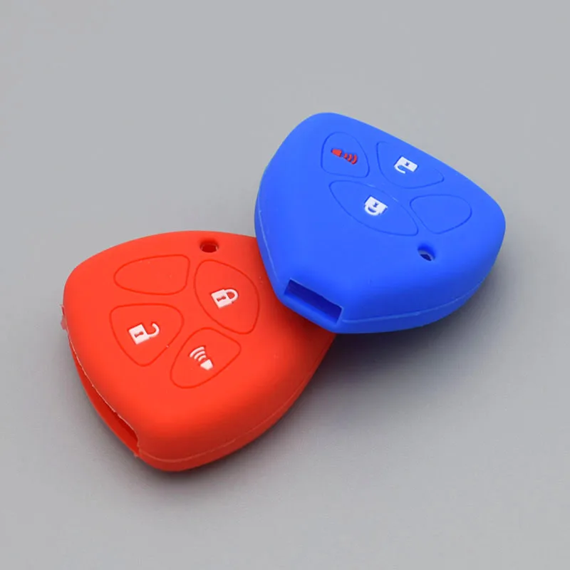 Silicone rubber Key fob cover set cap for toyota Hilux Vitz Rav4 Aqua Camry Highlander Land Cruiser Pardo 3 button remote repair |
