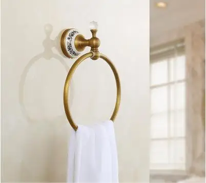 towel ring Все бронзовые антикварные Вешалки для полотенец синие и белые Фарфоровые аксессуары для ванной комнаты европейский стиль аксессуары для ванной комнаты - Цвет: towel ring