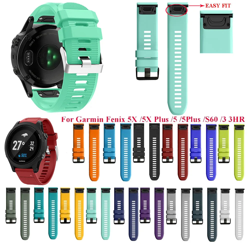 Ремешок для наручных часов из мягкого силикона быстросъемный браслет Garmin Fenix 5S 5X 5
