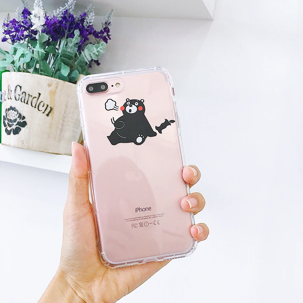 Хороший прозрачный милый мультфильм японский медведь чехол для iphone X 7 plus 8 плюс