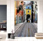 DIY 3D стены Стикеры росписи домашнего декора в европейском стиле ретро усталости трамвай уличный Съемная наклейка на дверь Стикеры decole 77*200 см