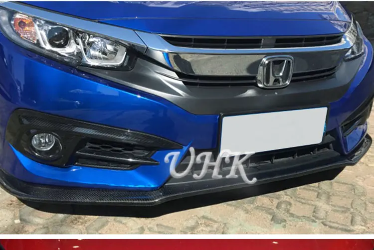 Uhk Интимные аксессуары для Honda Civic 10th углерода Волокно передний бампер спойлер диффузор Splitter бампер автомобиля протектор