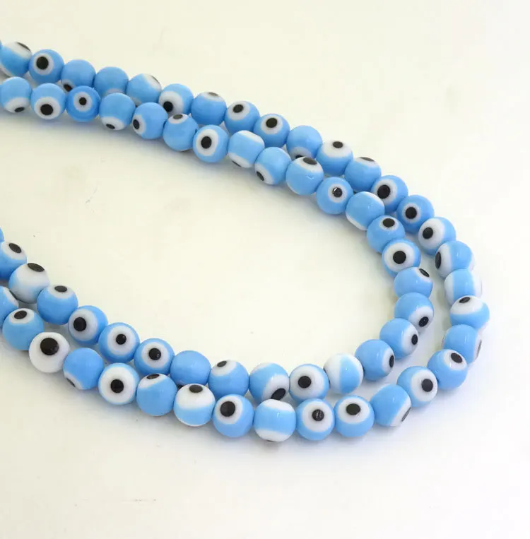 Round Light Blue Multicolor Турецкий сглаза бусины Lampwork Стекло бусины 6 мм небольшое отверстие Spacer подходящие DIY плоские круглые 63 шт - Цвет: Round Light Blue
