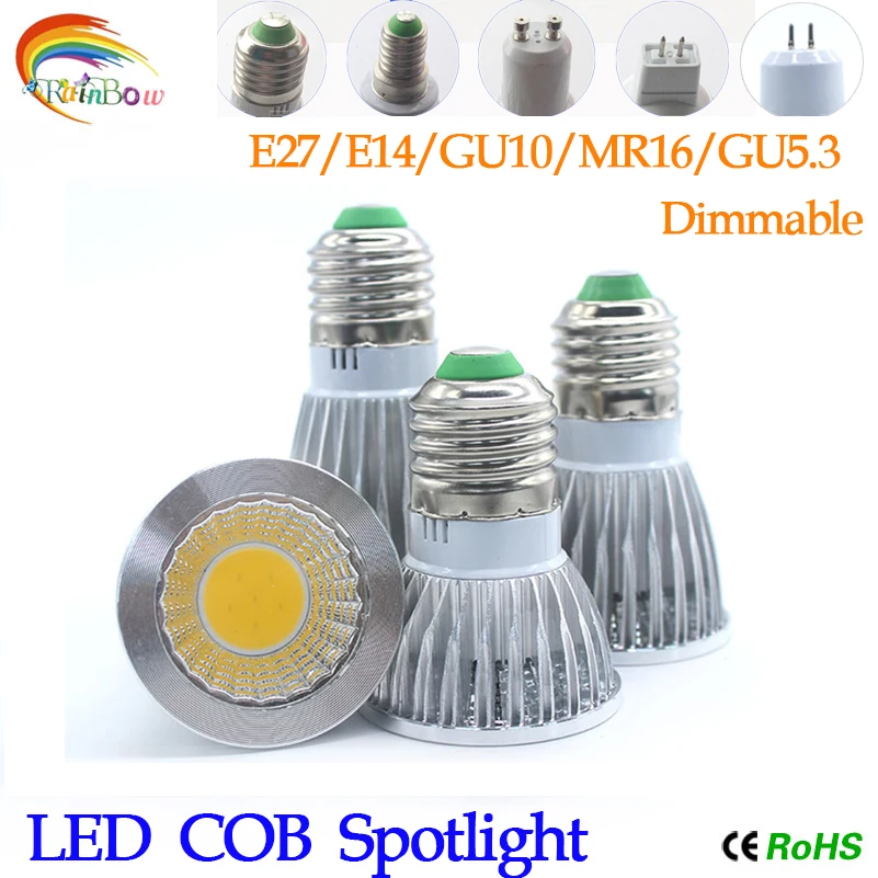 GU10 COB Точечный светильник E27 110V 220V 230V E14 GU5.3 светодиодный Лампа 9 Вт 12 15 холодный и