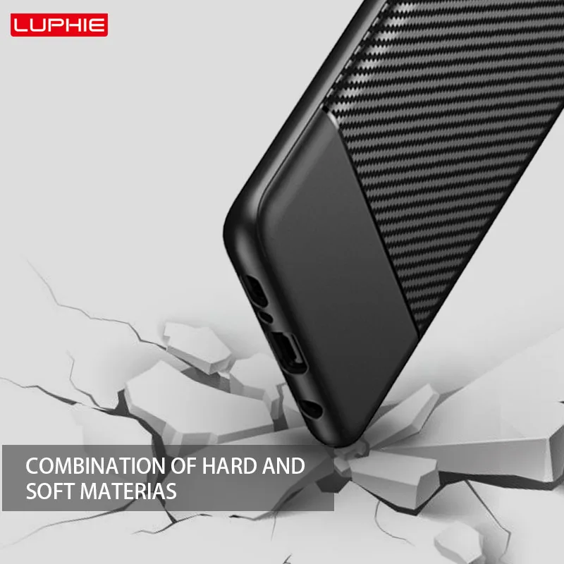 LUPHIE Luxury Case For Samsung Galaxy S10 Plus S10e Cases Carbon Fiber Texture Cover Silicone Coque |