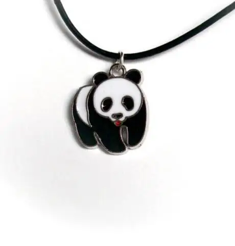 Винтажный серебряный с эмалью изображением панды С черепашками-с украшением в