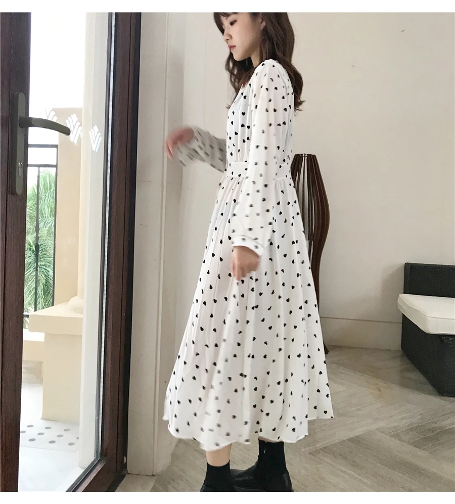 2019 модное корейское платье Mori Girl Vestidos Повседневное с v образным вырезом и длинным