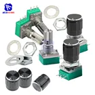5 шт.лот B10K 10K Ohm 3 Pin одиночный линейный вращающийся потенциометр 15 мм вал с накаткой 6 мм Диаметр. С ручкой потенциометра для Arduino