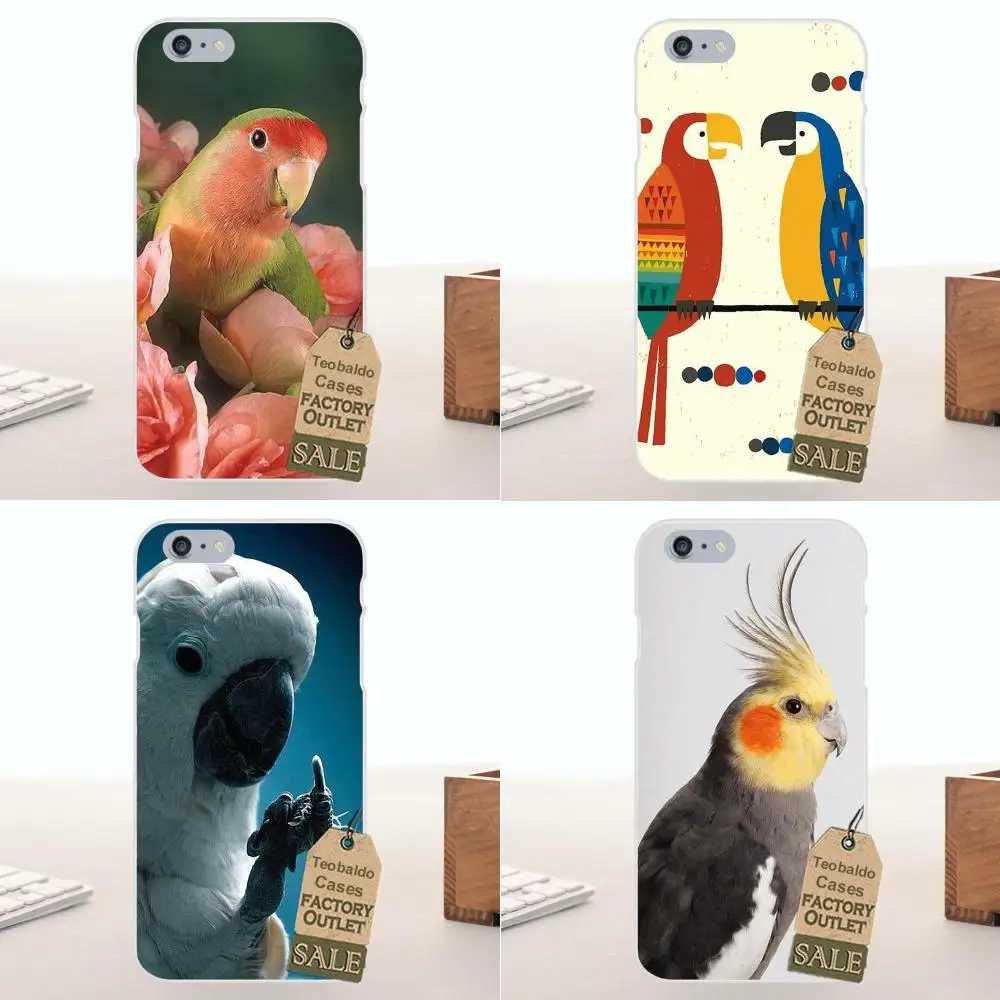 Мягкие чехлы из ТПУ с голубым кольцом и принтом попугая для Apple iPhone 4 4S 5 5C SE 6 6S 7 8 Plus