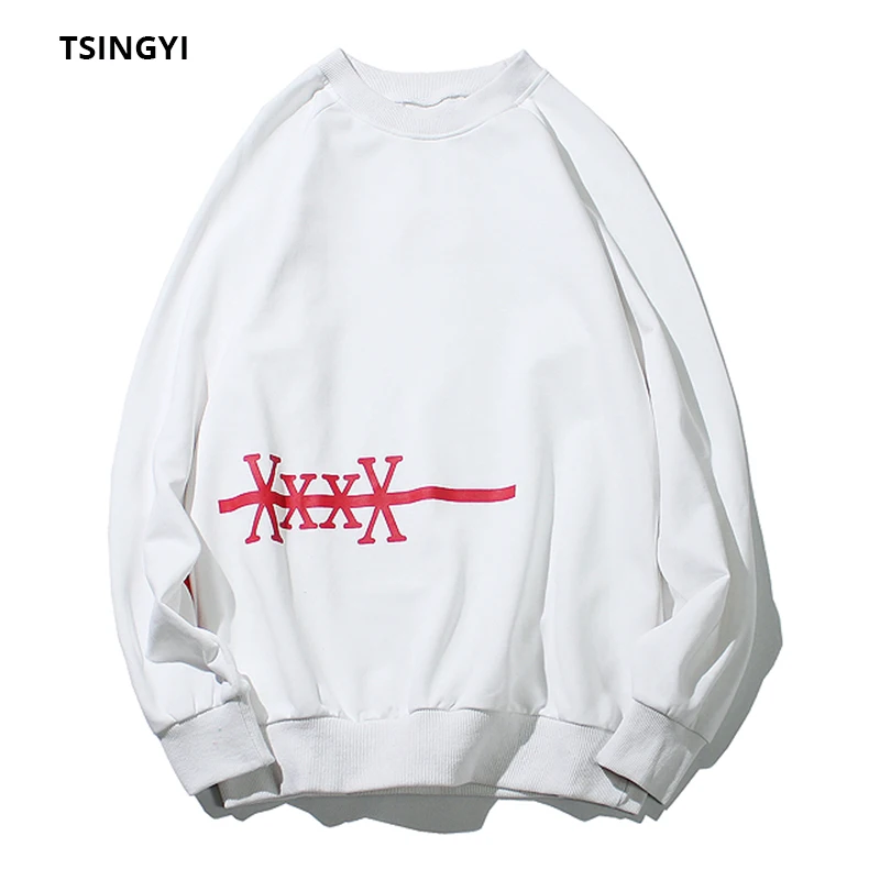 Tsingyi весенний пуловер в красную полоску с принтом xxxtentacion мужские толстовки с круглым вырезом с длинным рукавом Повседневные спортивные мужские толстовки с капюшоном
