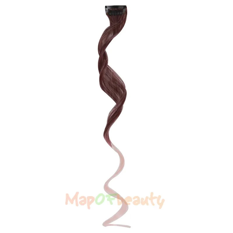 MapofBeauty, 1 шт., Длинные Волнистые Розовые волосы с эффектом омбре, 16 цветов, накладные волосы на заколках, одна штука, 50 см, синтетические волосы, настоящие натуральные волосы
