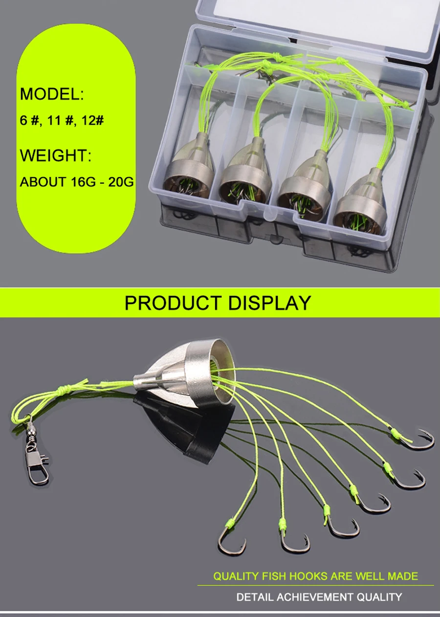 4 шт./кор. углерода Lead Jig взрывные Крючки набор 24g 6-13# колючей Отсадочная рыболовный крючок на карпа грузило «Три в одном» поворачивается на линии Рыболовные снасти T4