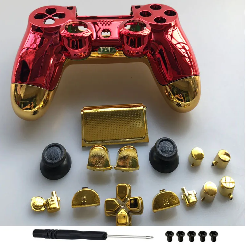 Чехол для PS4 Pro JDM 040 с полным корпусом, хром, золотой, красный корпус, сменная Крышка для PS4 PRO Playstation 4 PRO JDS 040 V2 контроллер