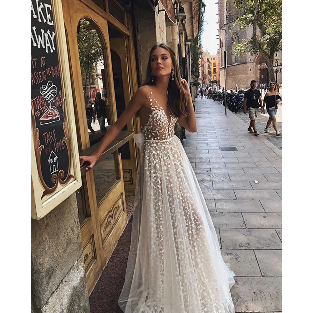 Сетчатое свадебное платье на бретельках Vestido de Noiva с v образным вырезом белое