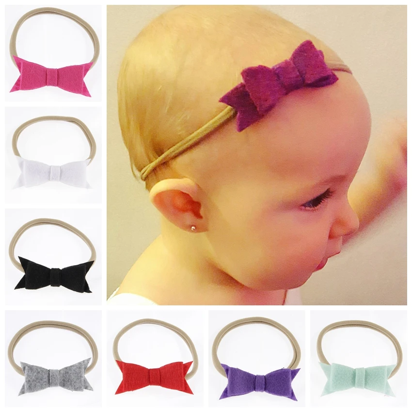 

Yundfly 17 Colors Newborn Felt Bow Elastic Nylon Headband Hair Bow Khaki Hairbands Kids Birthday Gift Photo Props