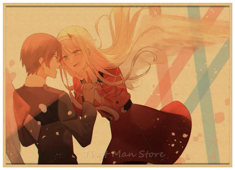 Милый в FranXX HIRO ZERO TWO ICHIGO GORO стикер Плакат из крафт-бумаги японского аниме плакат ретро плакат 30*21 см - Цвет: Армейский зеленый