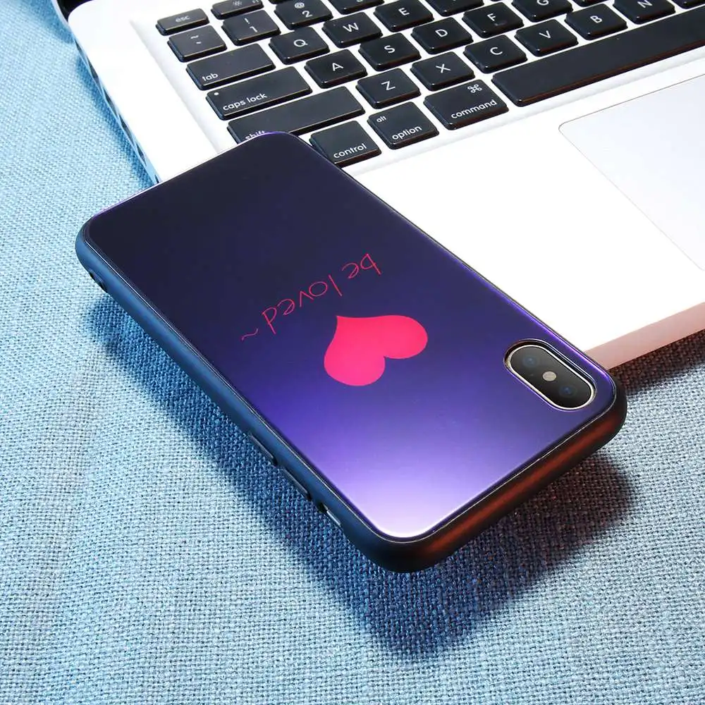 KISSCASE чехол с рисунком сердца для iPhone X 10 7 полное покрытие HD чехлы из закаленного