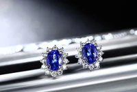 Solid 14K White Gold Natural Diamond 295ct Tanzanite Engagement Earrings Gemstone Jewelry