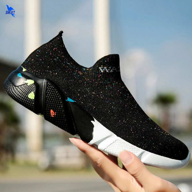 

2020 New Women Men Running Shoes Breathable Fly Weave Unisex Sneakers Couples Outdoor Sport Walking Jogging Footwear Sock Shoes