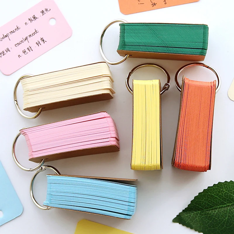 

70sheets/Pack Blank Thick Word Cards Word Pocket Of The Portable Notebook 6 Color Memo Pad Loose Leaf Notes DIY Notepad