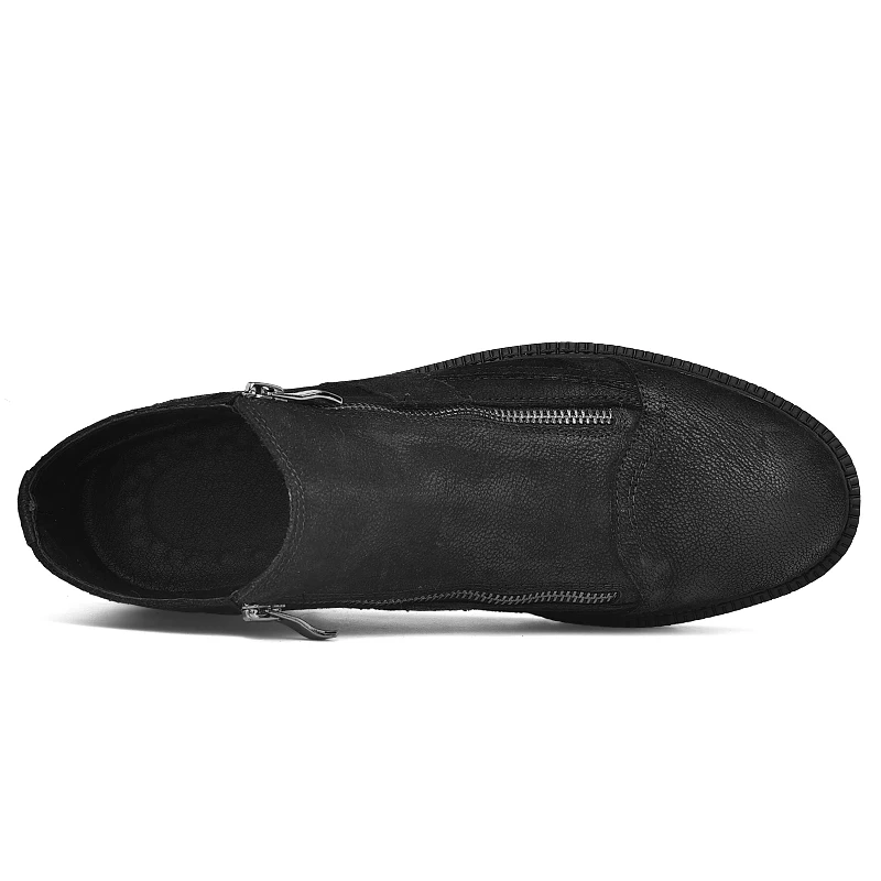 Fotwear мужские ботинки из кожи с натуральным лицевым покрытием Мужская Рабочая обувь черного цвета Зимние плюшевые ботинки на молнии с мягкой подкладкой из микрофлиса для дополнительного тепла