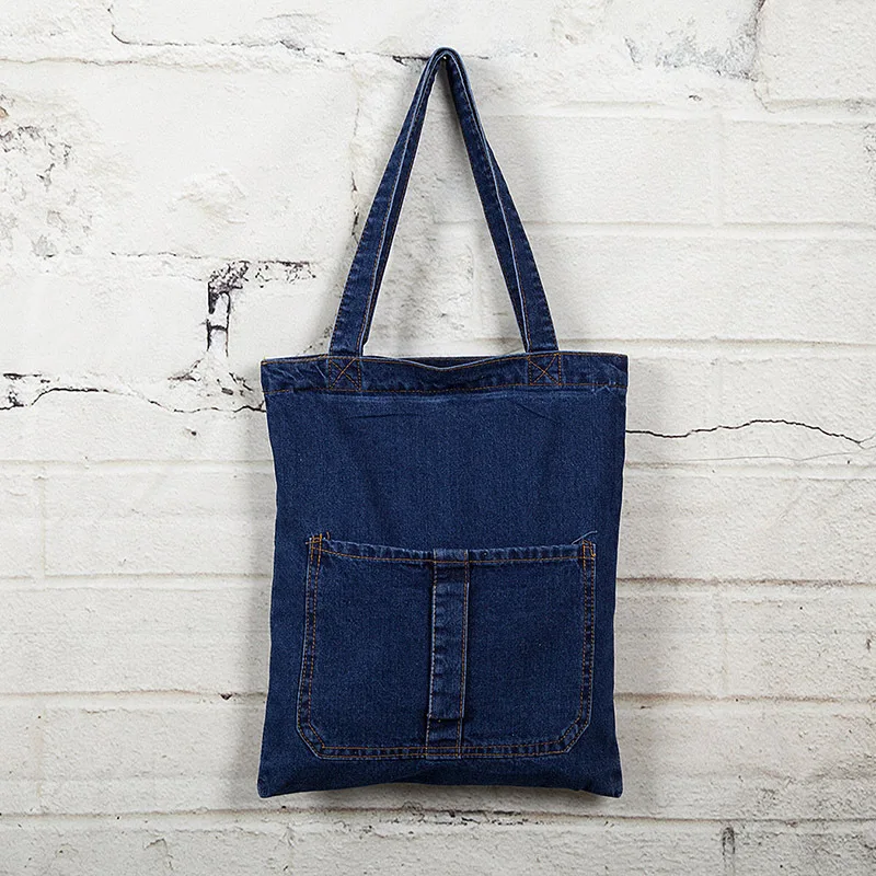 Джинсовая женская сумка тоут ковбойская ткань большая через плечо дорожная